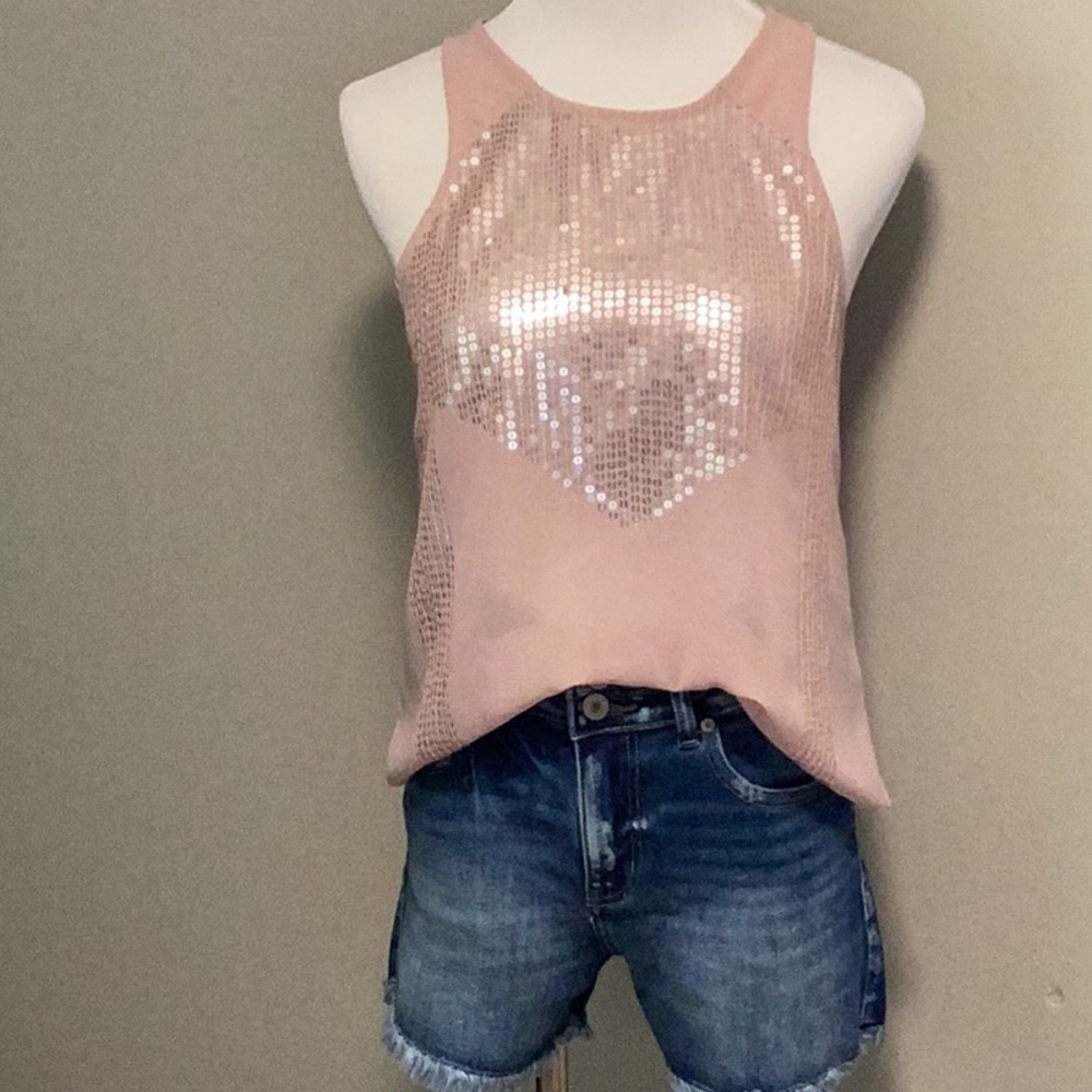 American Eagle Blush Sequin Top
